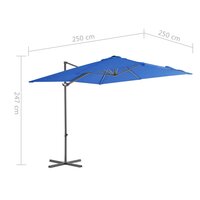 Zweefparasol met stalen paal 250x250 cm azuurblauw 9