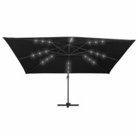 Zweefparasol met LED-verlichting en paal 400x300 cm zwart 4