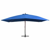 Zweefparasol met houten paal 400x300 cm blauw 2