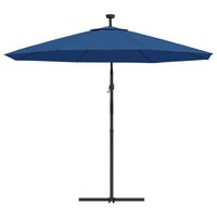 Zweefparasol met LED en stalen paal 300 cm azuurblauw 7