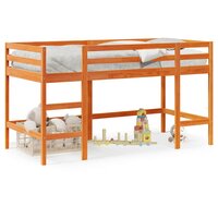 Kinderhoogslaper met ladder 80x200 cm massief grenenhout bruin 2