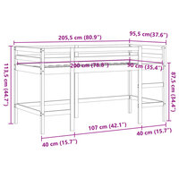 Kinderhoogslaper met ladder 90x200 cm massief grenenhout bruin 9