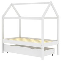 Kinderbedframe met lade massief grenenhout 70x140 cm wit 2