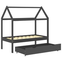 Kinderbedframe met lade grenenhout donkergrijs 70x140 cm 5