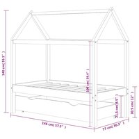 Kinderbedframe met lade grenenhout donkergrijs 70x140 cm 7