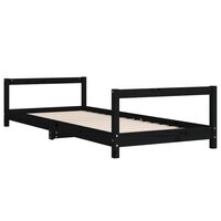 Kinderbedframe 90x200 cm massief grenenhout zwart 3