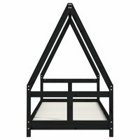 Kinderbedframe 80x200 cm massief grenenhout zwart 4