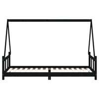 Kinderbedframe 90x200 cm massief grenenhout zwart 5