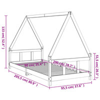 Kinderbedframe 90x200 cm massief grenenhout zwart 9