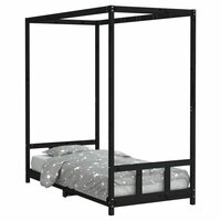 Kinderbedframe 90x190 cm massief grenenhout zwart 2