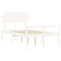 Seniorenbed met hoofdbord massief hout wit 5