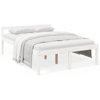Seniorenbed massief grenenhout wit 135x190 cm 2