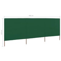 Windscherm 3-panelen 400x80 cm stof groen 6