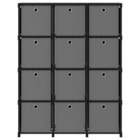 Kast met 12 vakken met boxen 103x30x141 cm stof zwart 2