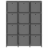 Kast met 12 vakken met boxen 103x30x141 cm stof grijs 2