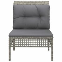 Tuinmiddenbank met kussens poly rattan grijs 3