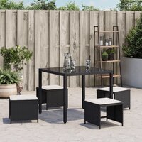 Tuinkrukken 4 st met kussens 40x40x35 cm poly rattan zwart 4
