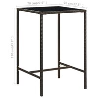Tuinbartafel 70x70x110 cm poly rattan en glas bruin 6