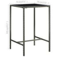 Tuinbartafel 70x70x110 cm poly rattan en glas grijs 6