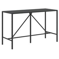 Bartafel met glazen blad 180x70x110 cm poly rattan zwart 2
