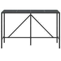 Bartafel met glazen blad 180x70x110 cm poly rattan zwart 3