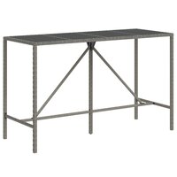 Bartafel met glazen blad 180x70x110 cm poly rattan grijs 2