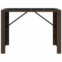 Bartafel met glazen blad 145x80x110 cm poly rattan bruin 3