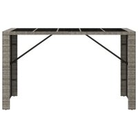 Bartafel met glazen blad 185x80x110 cm poly rattan grijs 3