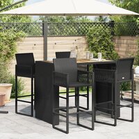 Tuinbartafel acaciahouten blad 145x80x110 cm poly rattan zwart 3