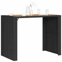 Tuinbartafel acaciahouten blad 145x80x110 cm poly rattan zwart 4
