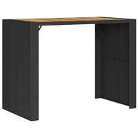 Tuinbartafel acaciahouten blad 145x80x110 cm poly rattan zwart 7