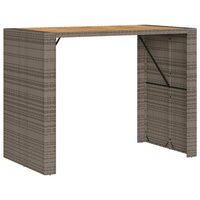 Tuinbartafel acaciahouten blad 145x80x110 cm poly rattan grijs 7