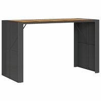 Tuinbartafel acaciahouten blad 185x80x110 cm poly rattan zwart 2