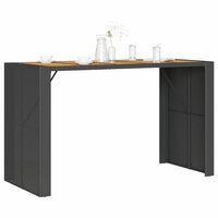 Tuinbartafel acaciahouten blad 185x80x110 cm poly rattan zwart 4