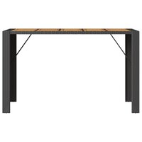 Tuinbartafel acaciahouten blad 185x80x110 cm poly rattan zwart 5