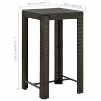 Tuinbartafel 60,5x60,5x110,5 cm poly rattan bruin 5