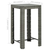 Tuinbartafel 60,5x60,5x110,5 cm poly rattan grijs 6