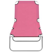 Ligbed inklapbaar staal en stof roze 2