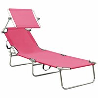 Ligbed inklapbaar met luifel aluminium roze 2