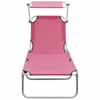 Ligbed inklapbaar met luifel aluminium roze 3