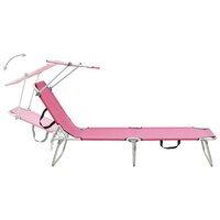 Ligbed inklapbaar met luifel aluminium roze 4