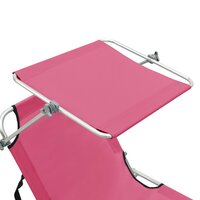 Ligbed inklapbaar met luifel aluminium roze 7