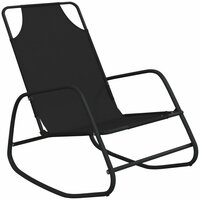 Ligstoelen 2 st schommelend staal en textileen zwart 3