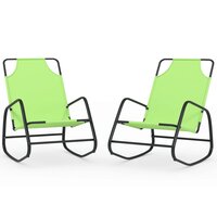 Ligstoelen 2 st schommelend staal en textileen groen 2