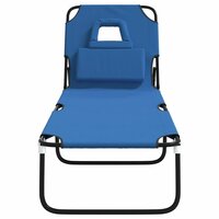 Ligbed inklapbaar oxford stof en gepoedercoat staal blauw 3