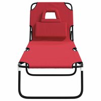 Ligbed inklapbaar oxford stof en gepoedercoat staal rood 3