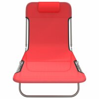 Ligbedden 2 st inklapbaar textileen en staal rood 4