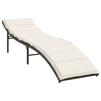 Ligbed met kussen 55x199x50 cm poly rattan bruin 2