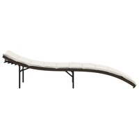 Ligbed met kussen 55x199x50 cm poly rattan bruin 5