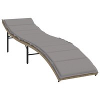 Ligbed met kussen 55x199x50 cm poly rattan beige 2